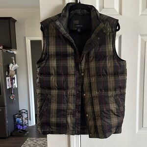 Lands' End Green and Red Plaid Vest
